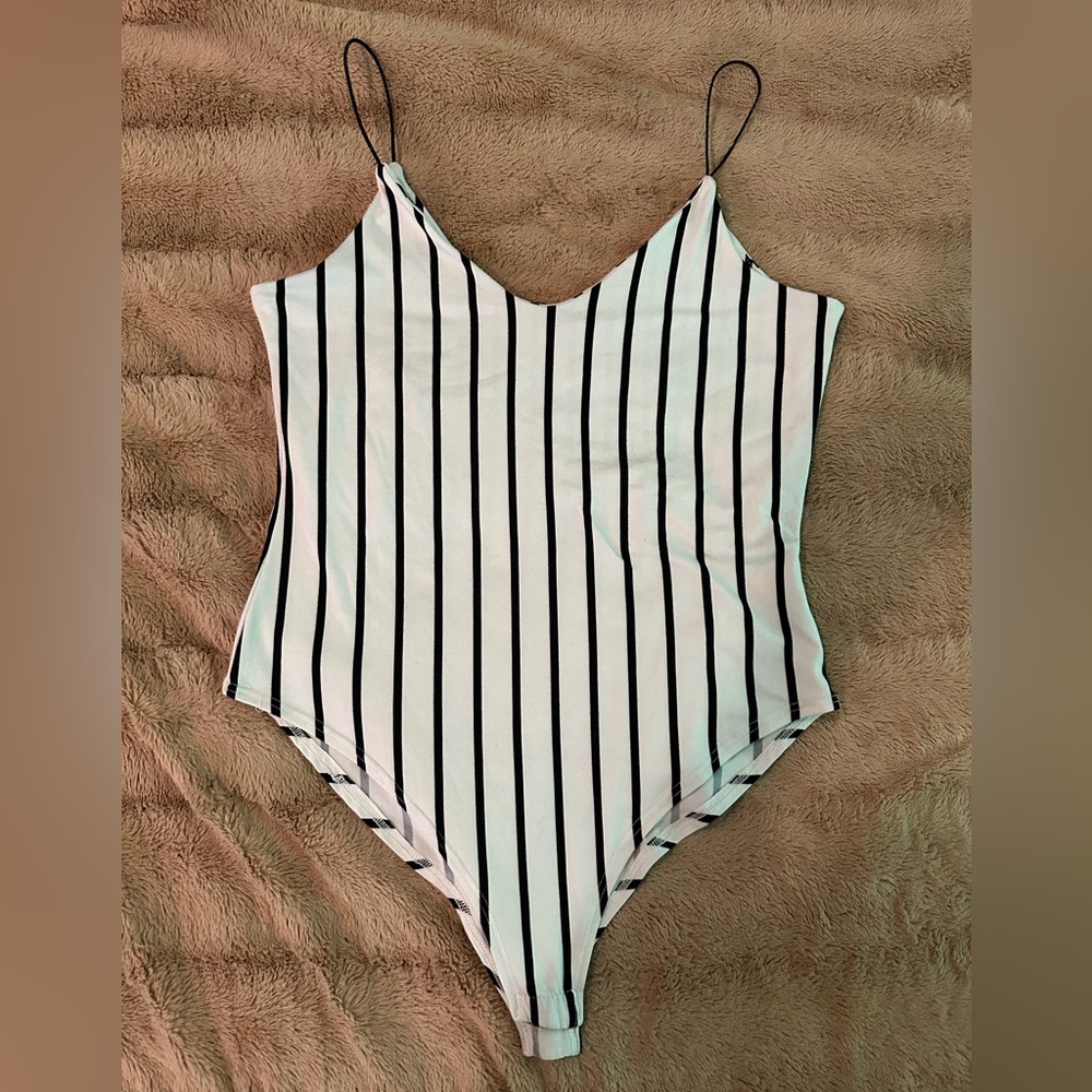 Striped unitard tank top